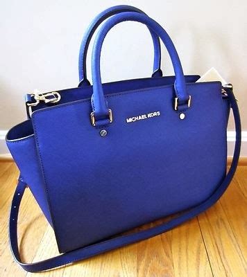 michael kors black and blue handbag|Michael Kors cobalt blue handbag.